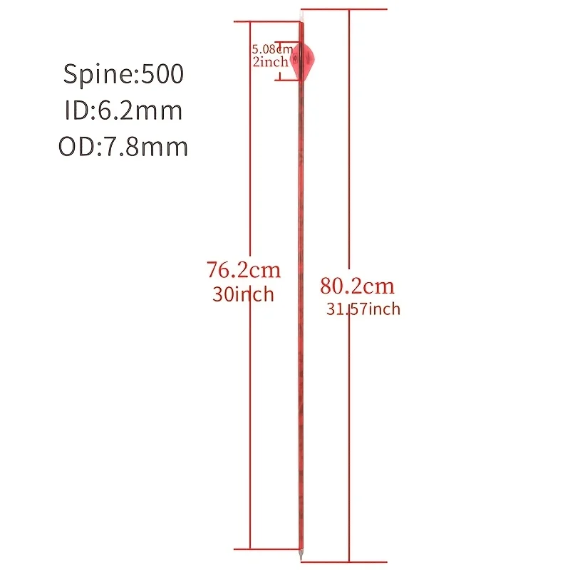 Flechas de carbono Spine 500, eje 6,2 mm, plumas goma para caza - imagen 3