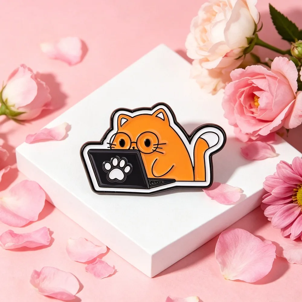 Pin de solapa táctico broche esmaltado gato naranja adorables - imagen 2