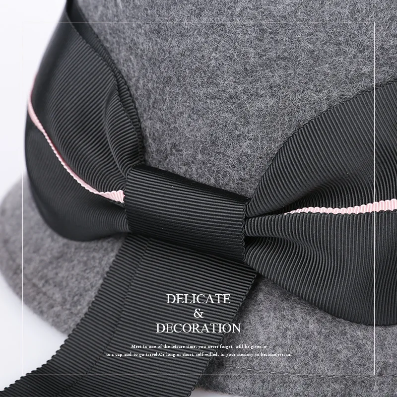 Sombrero fedora de lana para mujer con lazo, ideal para bodas - imagen 4