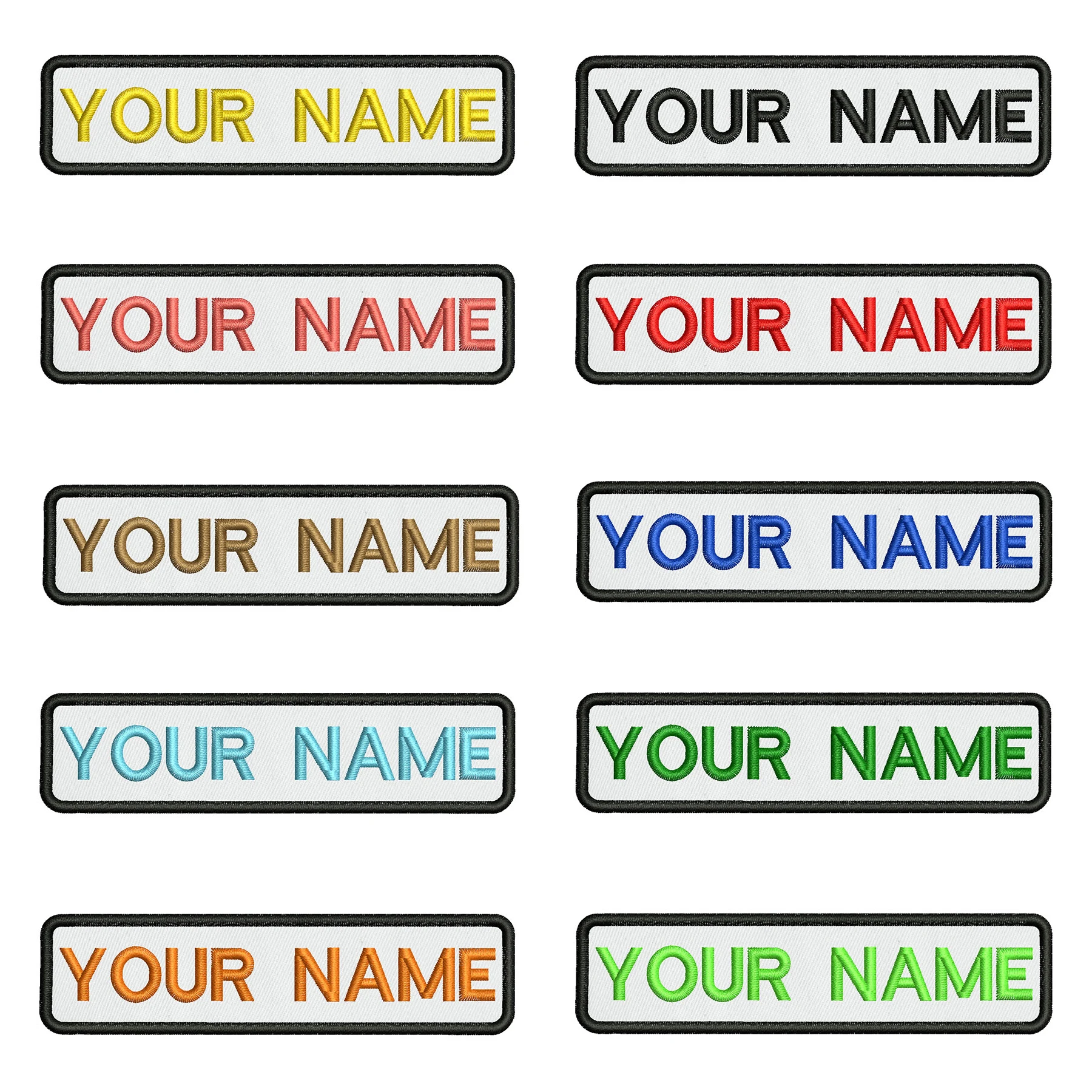 Parche bordado nombre personalizado fondo blanco 10x2,5 cm rayas - imagen 2