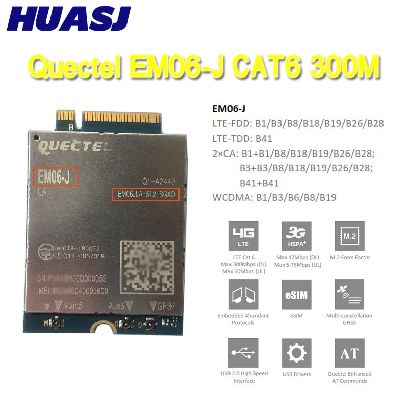 Módulo 4G LTE Huasj EM06-J Cat 6 – Comunicaciones NGFF - imagen 2
