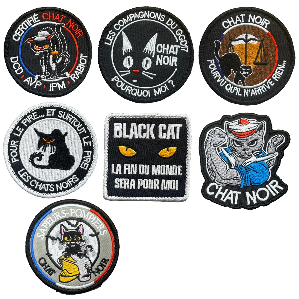 CHAT NOIR Parche bordado gato negro de la suerte punk con gancho - imagen 3