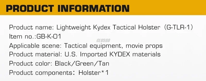 Vista del ajuste y estructura rígida Kydex