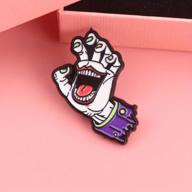 Broche zombie garras verdes brillantes con mano de descomposición - imagen 4