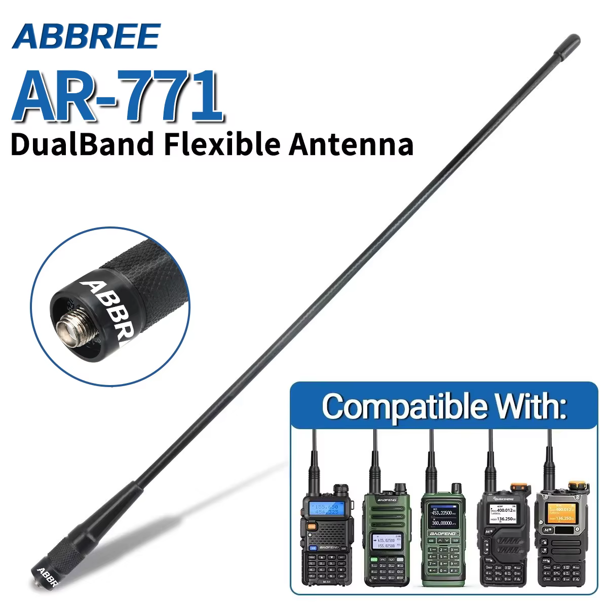 Antena doble banda alta ganancia ABBREE AR-771 PRO SMA hembra