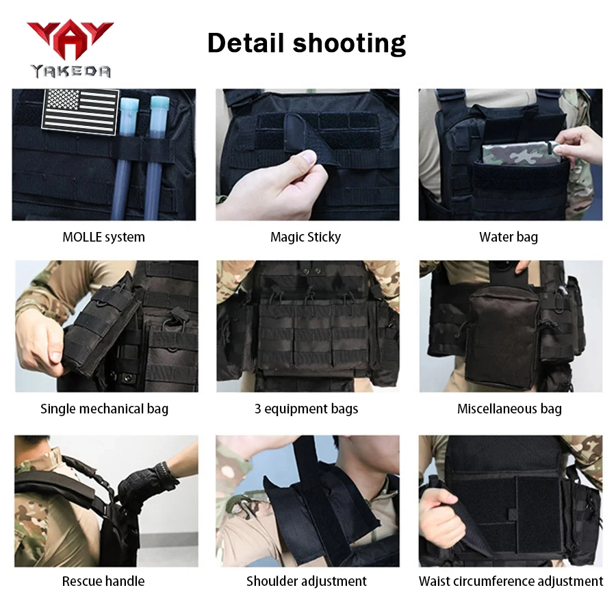 Camiseta táctica YAKEDA resistente al desgaste con bolsa de hidratación - imagen 5