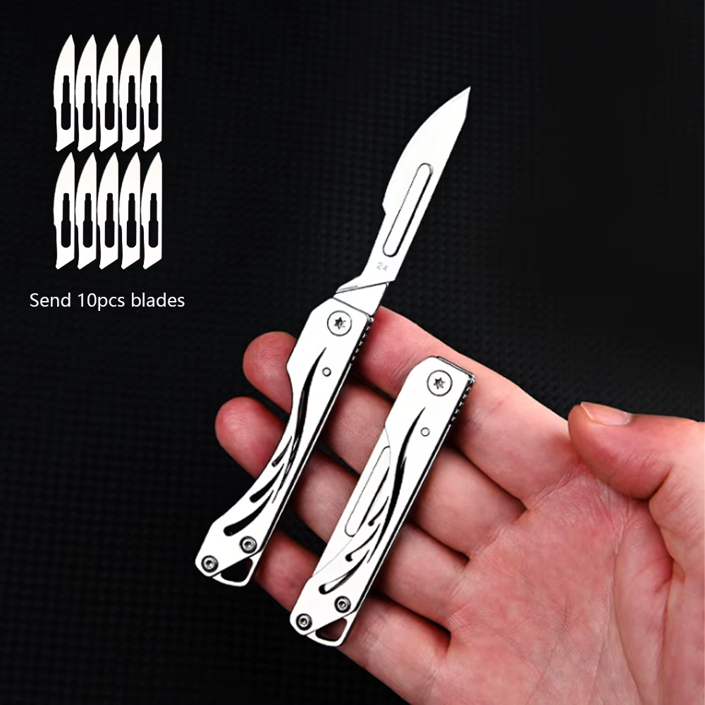 Mini cuchillo cortador papel orquídeas Chinoiserie llavero portátil - imagen 4