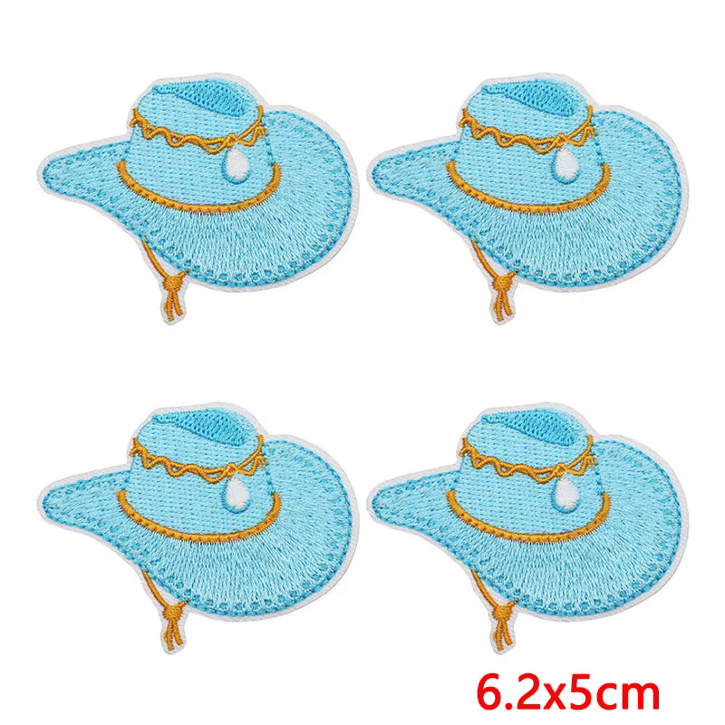 Parche termoadhesivo bordado vaquero del oeste azul surf para ropa