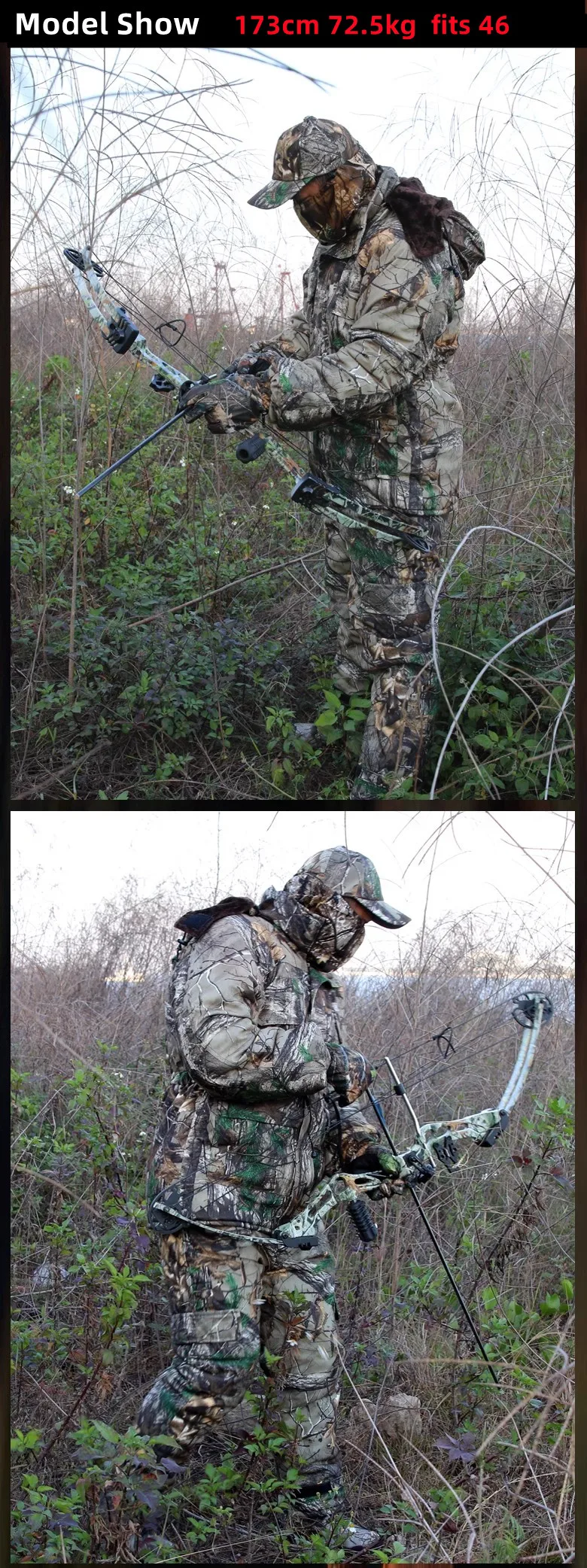 Guía de tallas del traje de camuflaje invernal