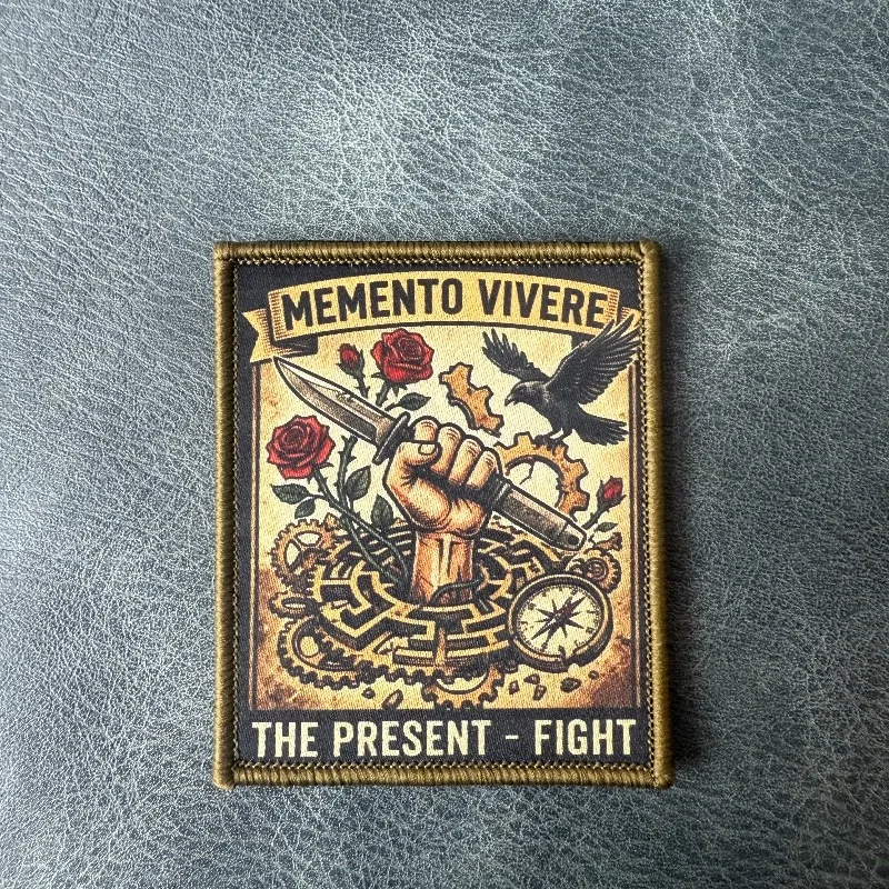 Parche táctico Memento Mori gótico vintage con gancho y bucle - imagen 3