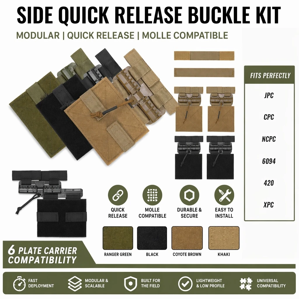 Hebillas tácticas MOLLE liberación rápida con velcro para chalecos JPC - imagen 5