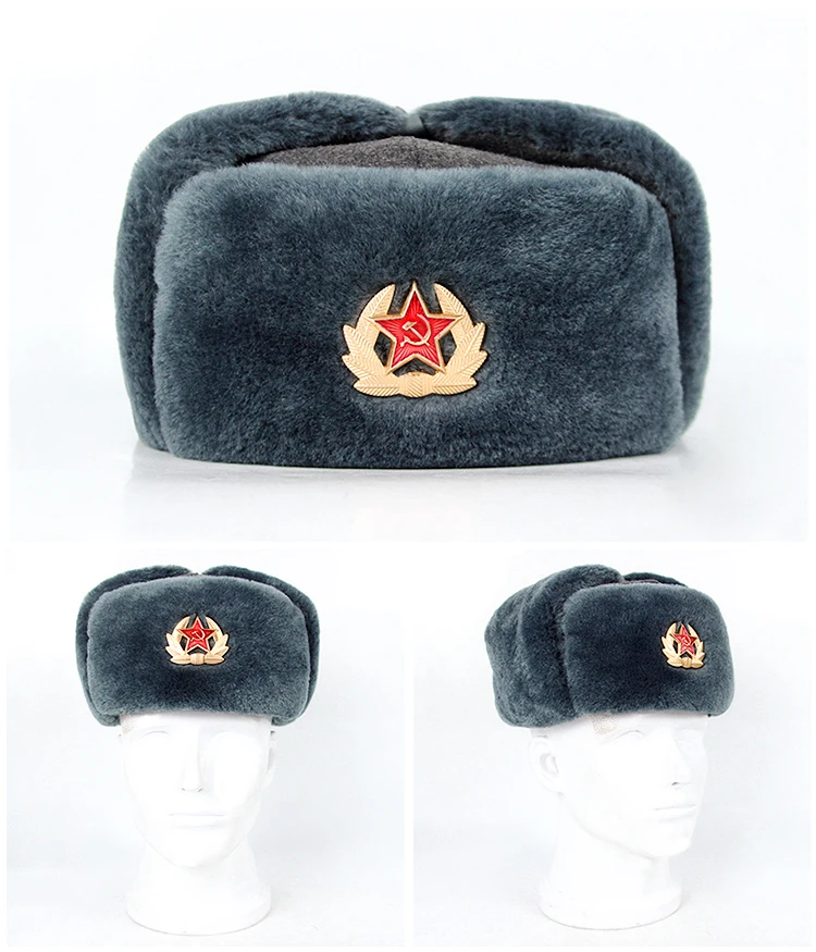 Ushaka gorra táctica invierno capitonada gris azul algodón militar