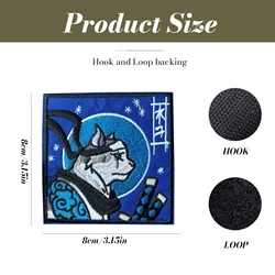 Parche bordado ninja samurái gato japonés con velcro katana azul anime