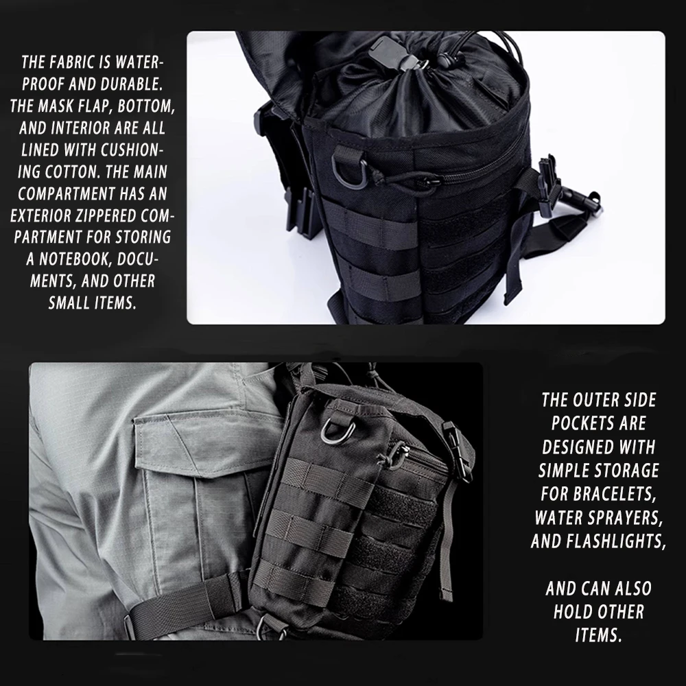 Bolsa táctica para máscara antigás en pierna con liberación rápida - imagen 3