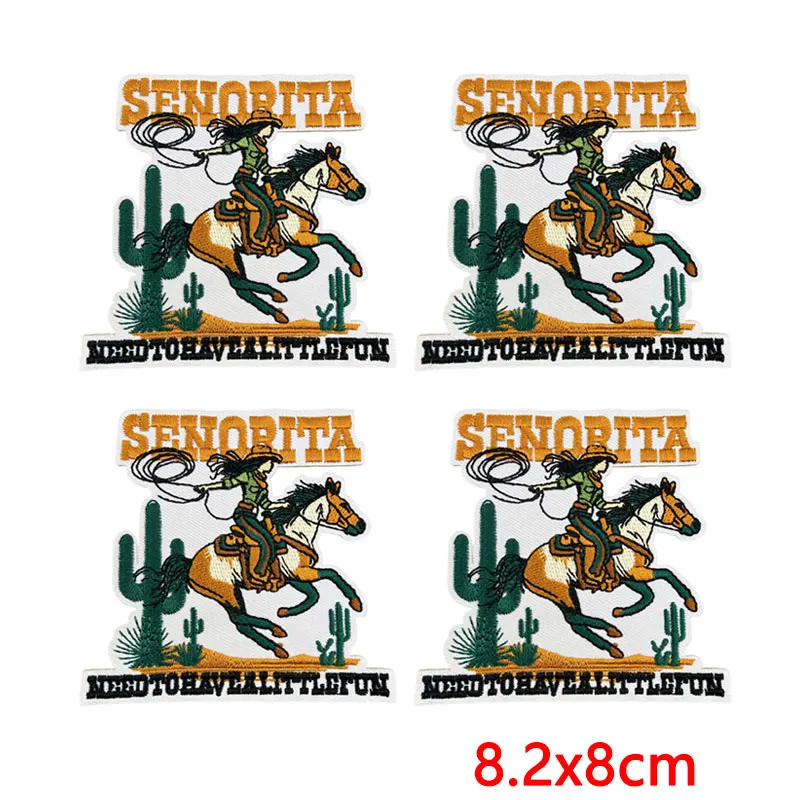 Parche termoadhesivo oeste desértico bordado botas vaquero, cactus - imagen 2