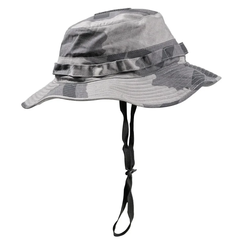 Sombrero táctico de sol con borde redondo camuflaje negro gris arena - imagen 3