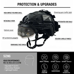 Casco táctico FAST ABS ligero con dial de suspensión ajustable