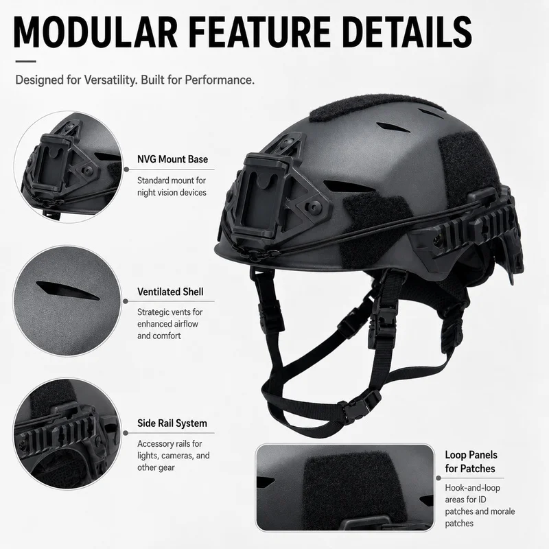 FAST MH Casco de Airsoft ABS Ligero con Rieles Laterales - imagen 3