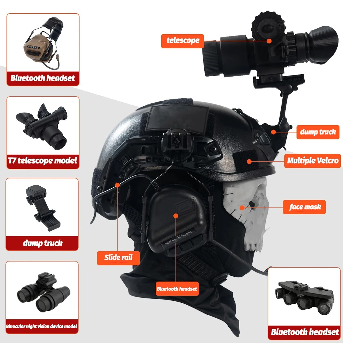 Casco táctico airsoft infantil con máscara NVG y auriculares - imagen 2