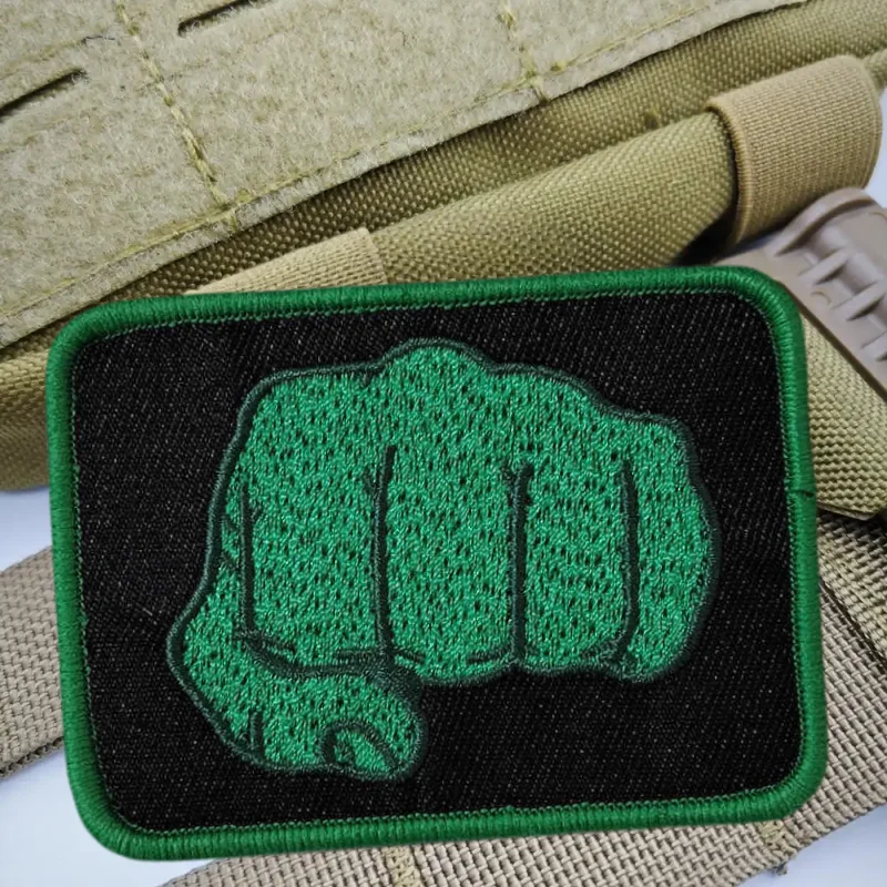 Parche táctico bordado puño verde con velcro gancho y bucle - imagen 4