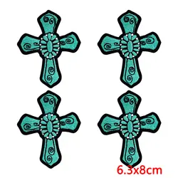 Parches termoadhesivos western turquesa bordados para ropa y sombreros
