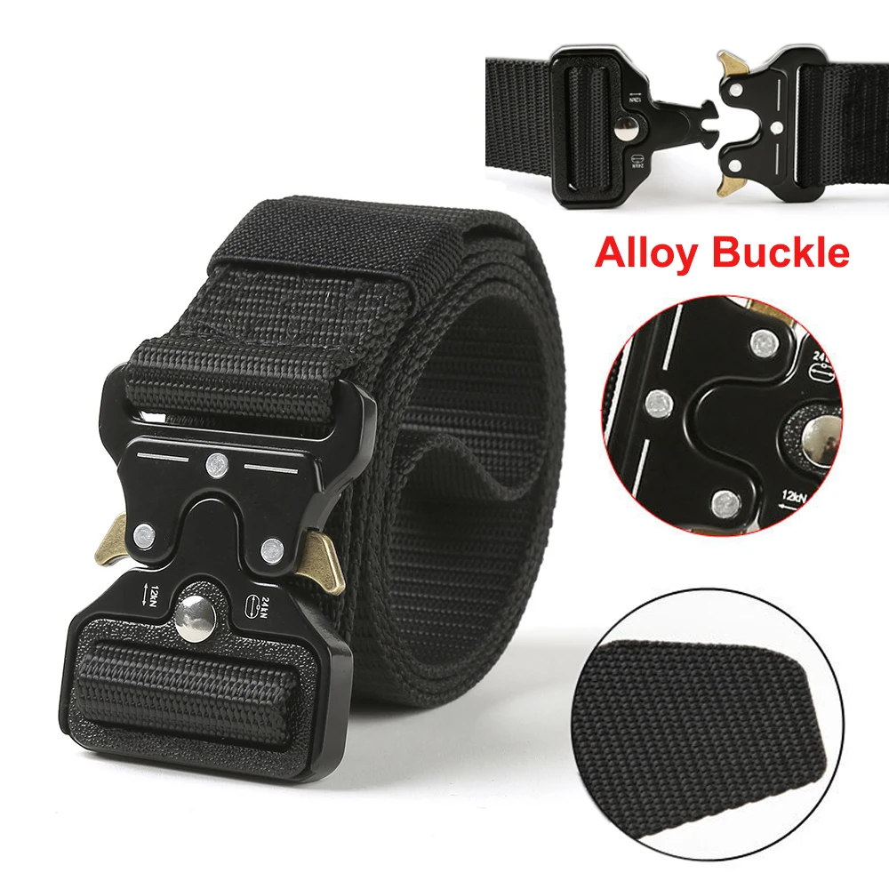 Cinturón táctico Quick Release de nailon negro para senderismo y caza - imagen 5