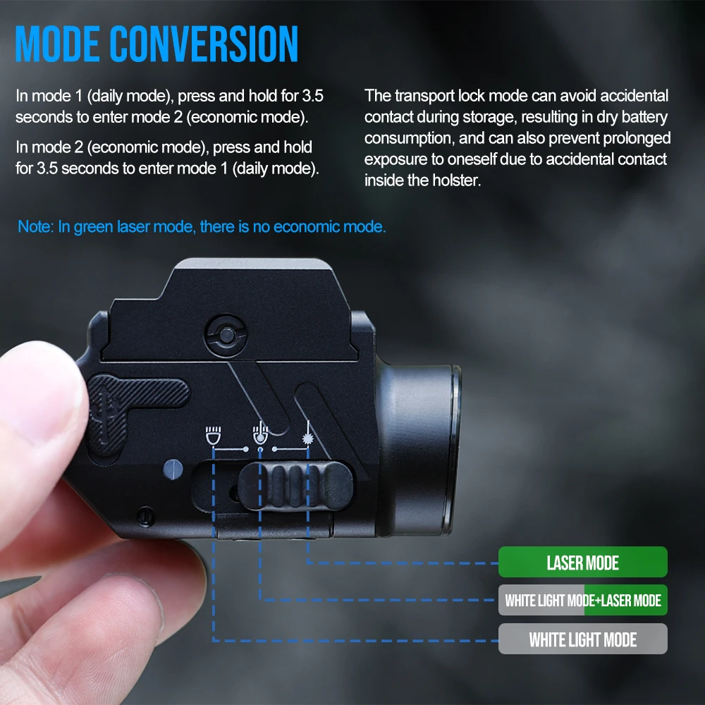 Trustfire GM23S: linterna táctica para pistola con láser verde - imagen 2