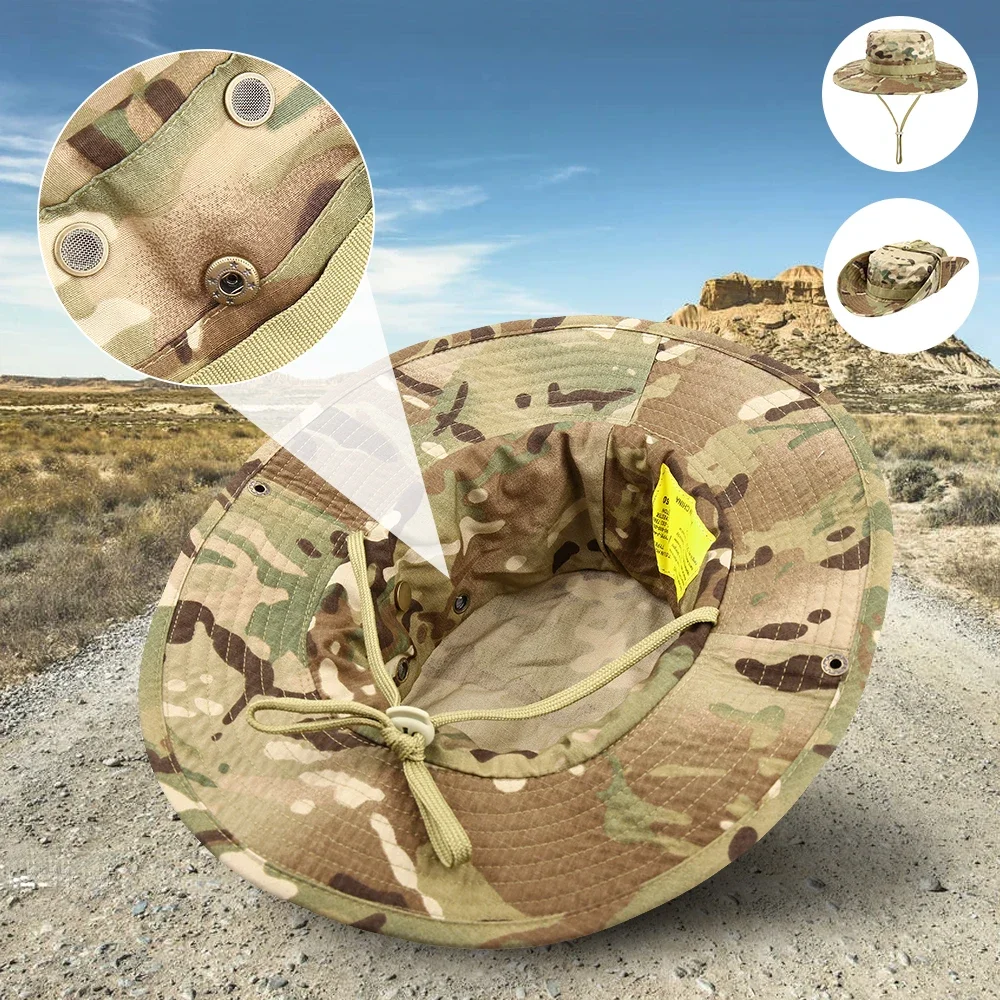 Sombrero boonie táctico camouflage – Protección solar viento hombre outdoor - imagen 3