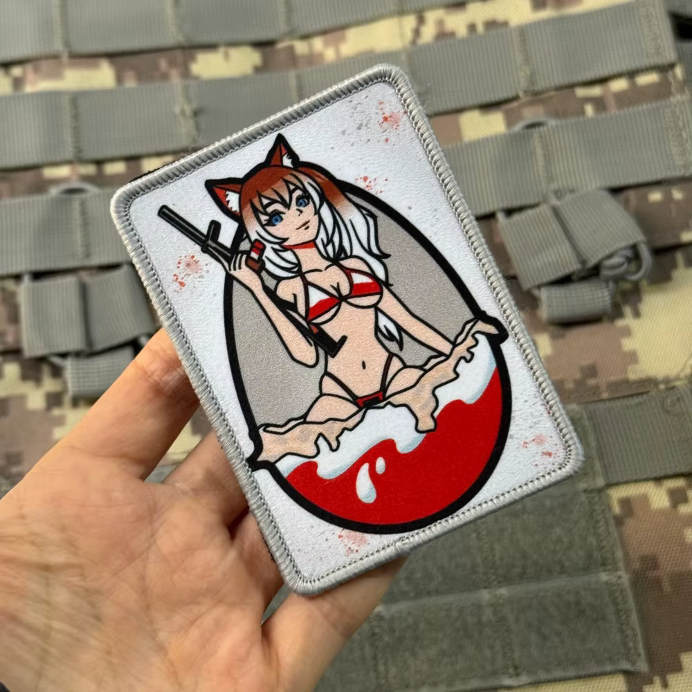 Parche velcro táctico con estampado anime chica para mochila - imagen 5