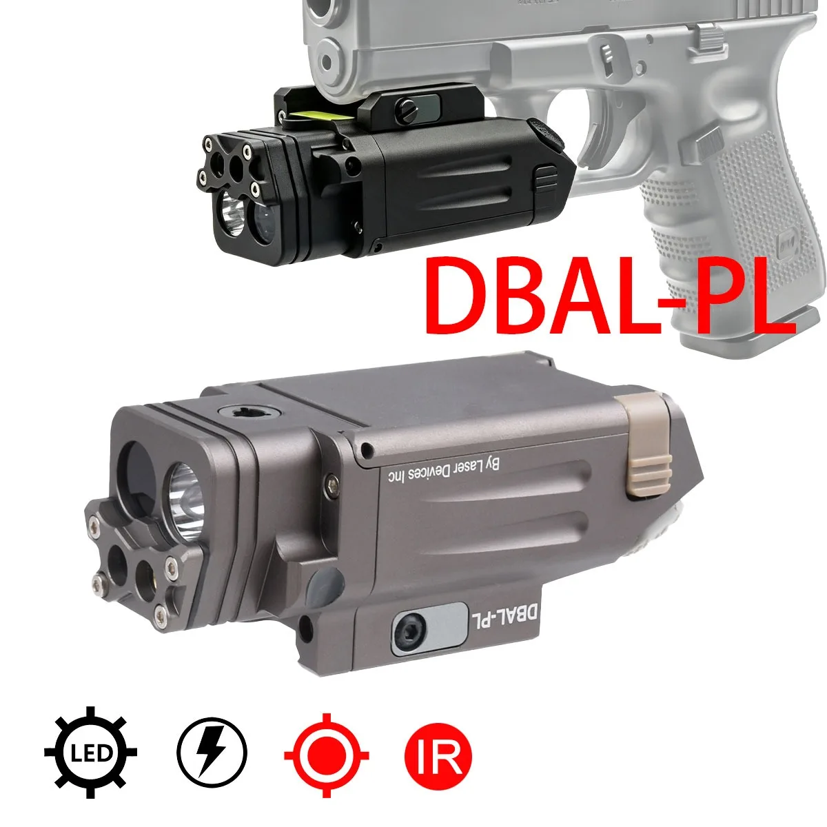 SBAL-PL Linterna táctica para pistola con láser verde, rojo e IR - imagen 2