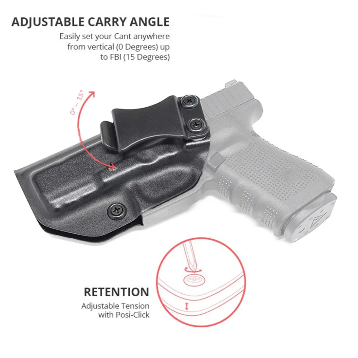 Funda táctica IWB Glock con clip de cinturón, mano derecha - imagen 3