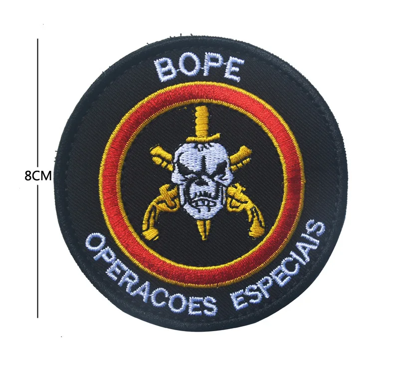 Parche BOPE Brasil frente con detalles bordados y reflectantes