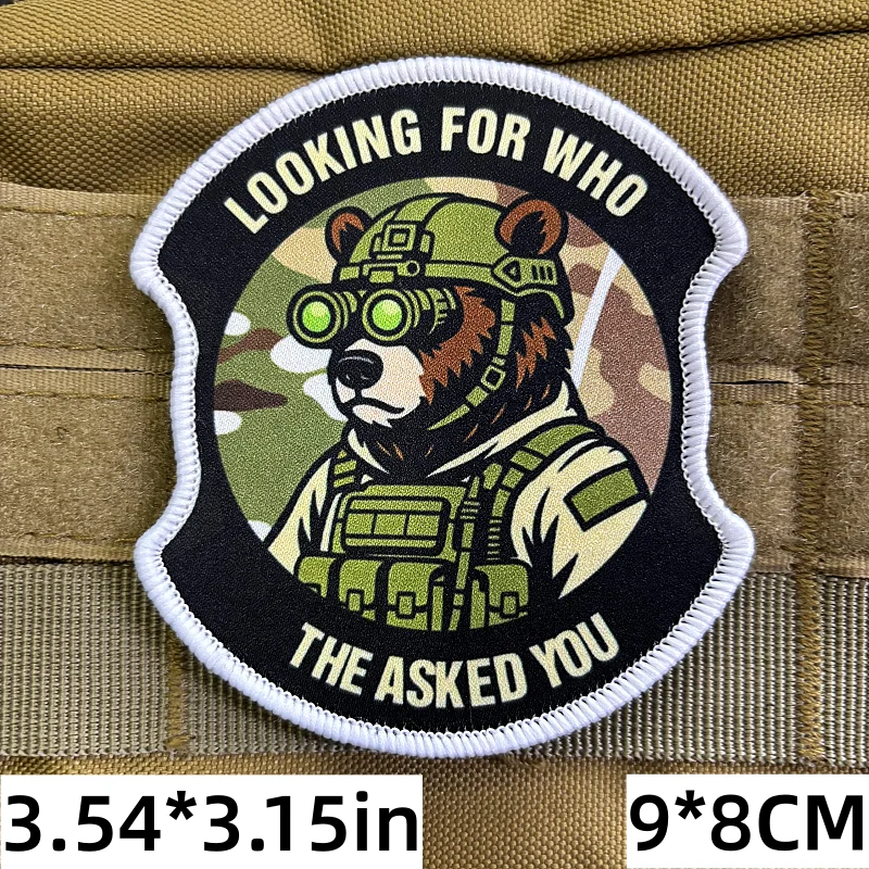 Parche táctico de oso soldado – insignia moral con velcro