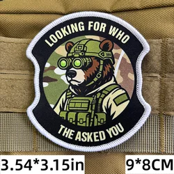 Parche táctico de oso soldado – insignia moral con velcro