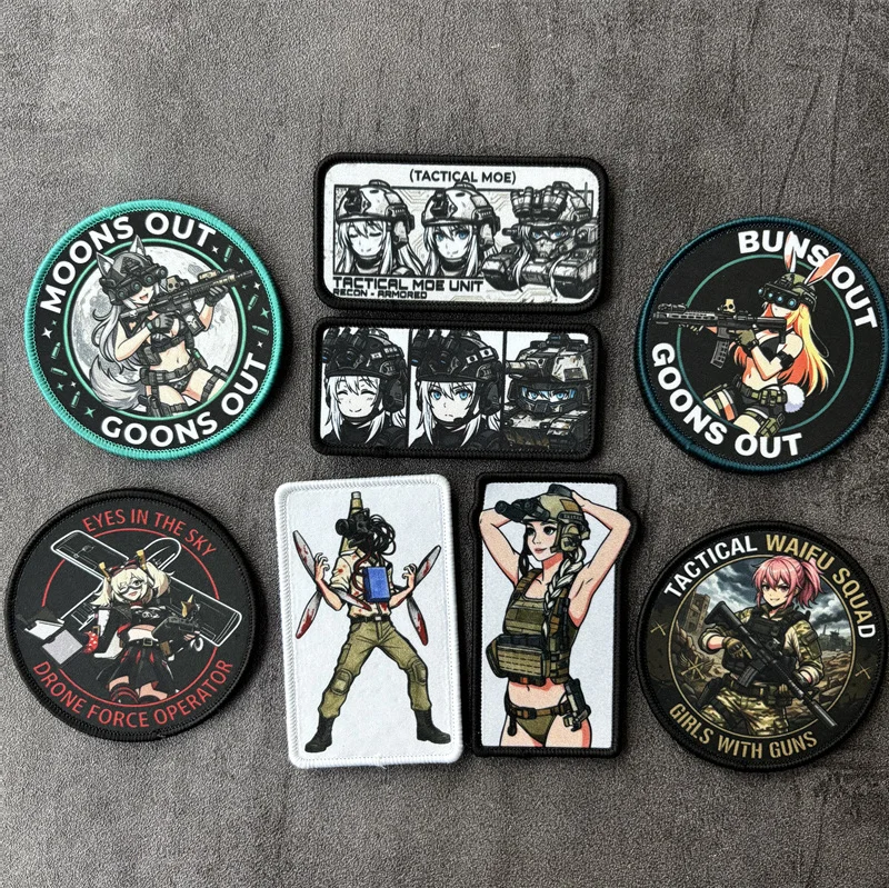 Parche táctico moral anime chica militar velcro bucle para mochila - imagen 2