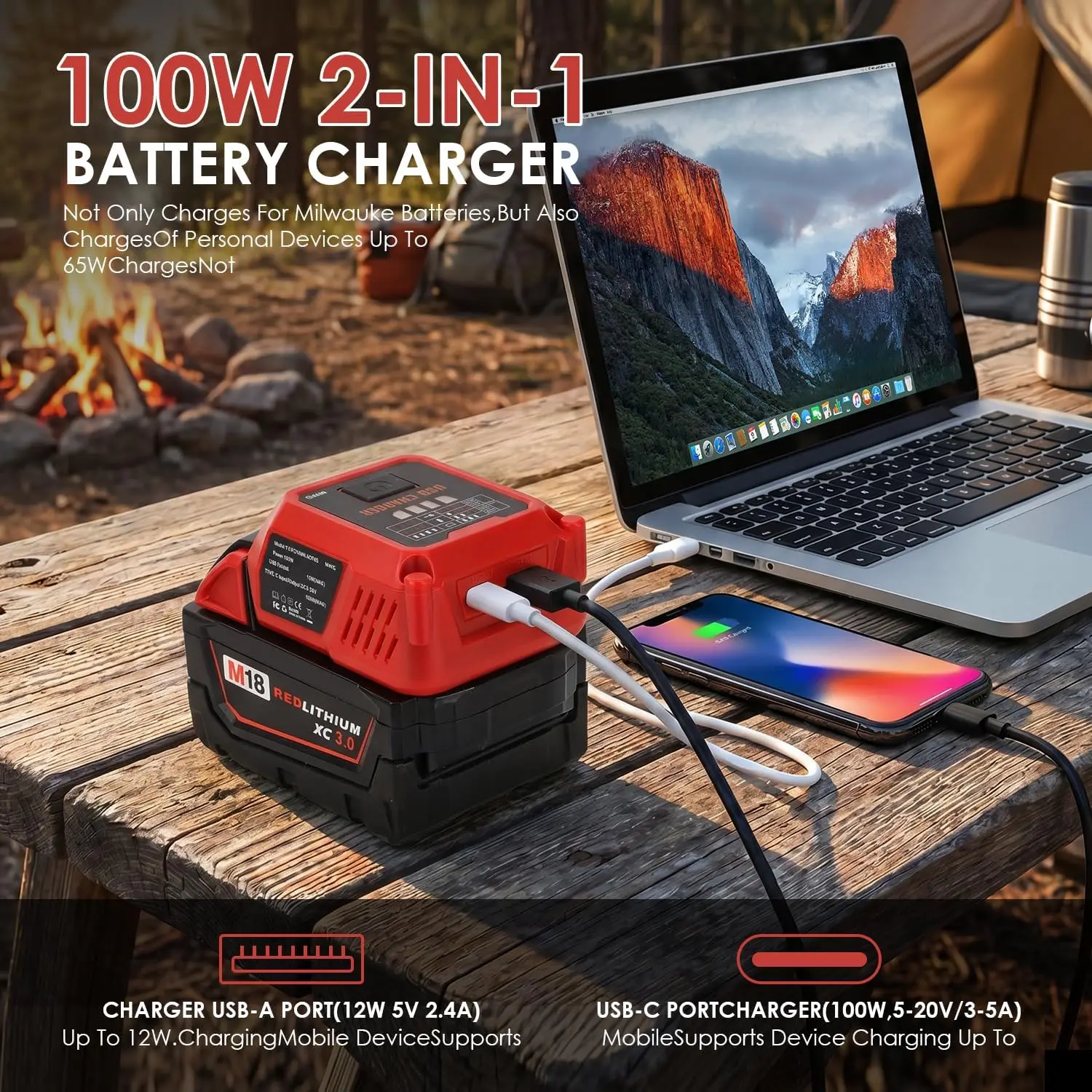 Estación de carga USB-C para baterías Makita, DeWalt y Milwaukee - imagen 5