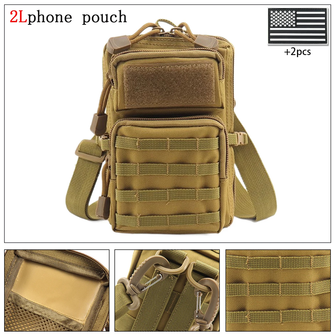 Bolso cruzado táctico exterior con correas anchas ajustables - imagen 3
