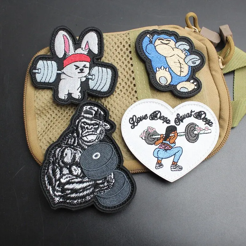 Parche velcro corazón pesas estilo cómic motivacional para mochila - imagen 5