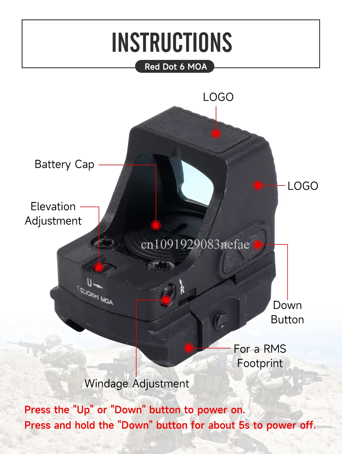 Mira instalada en una pistola con montura RMS
