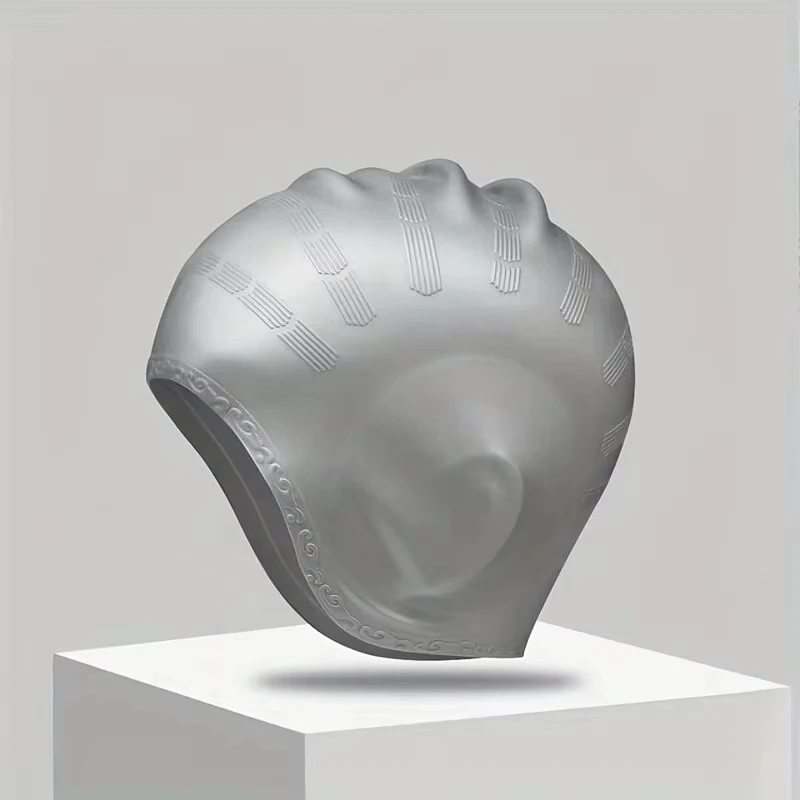 DIZETION Gorro natación silicona duradero bolsillos orejas pelo largo