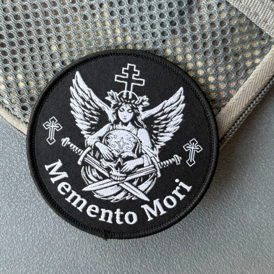 Parche táctico calavera ángel espada cruzada velcro Memento Mori - imagen 2