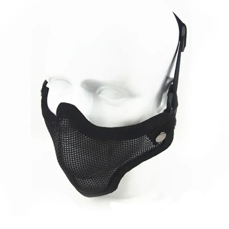 Mascarilla táctica media cara malla metálica camuflaje paintball