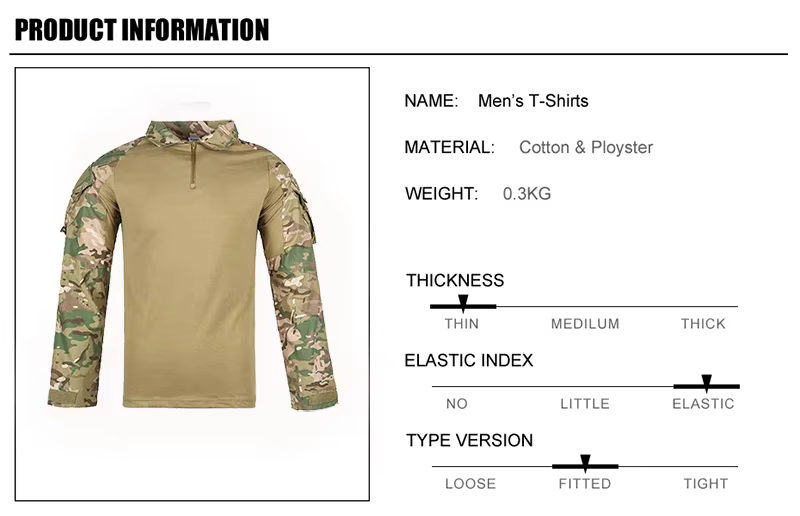 Camisa táctica con cremallera 1/4 y diseño de camuflaje