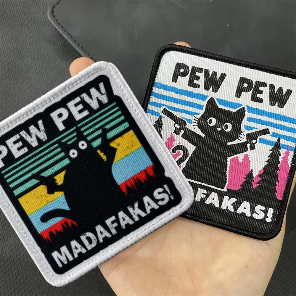 Parche moral gato doble pistola negra – Táctico para chaleco - imagen 2