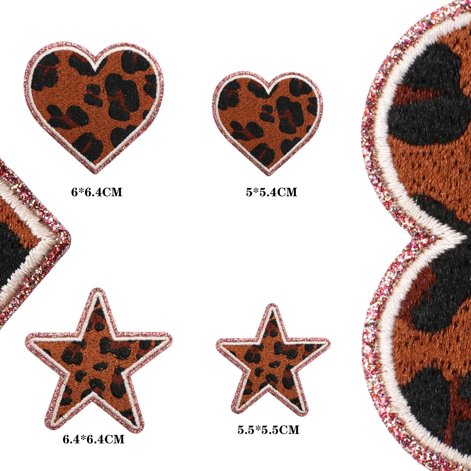 Parche bordado leopardo con borde brillante corazón para chaqueta - imagen 4