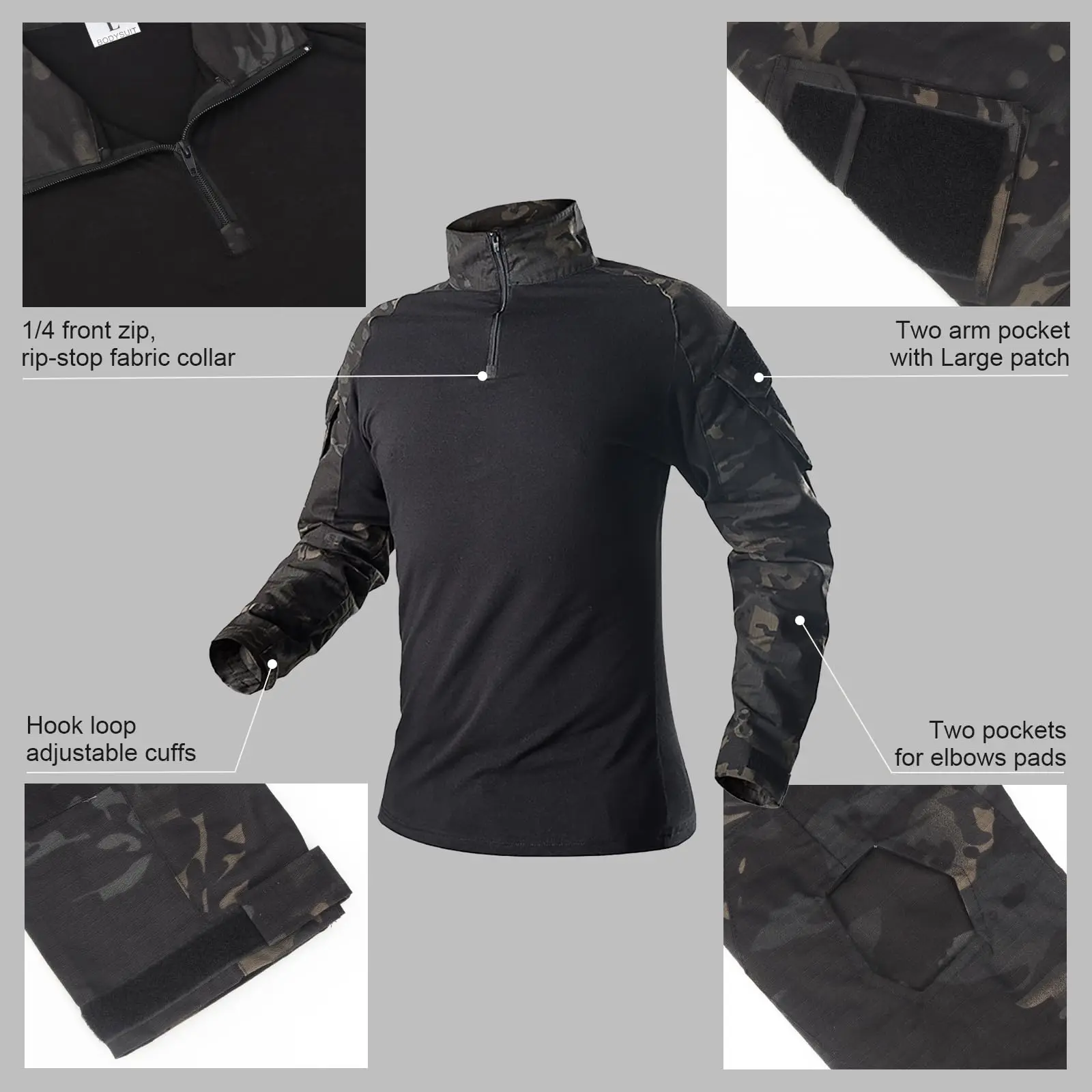 Ropa táctica camuflaje transpirable con cremallera frontal - imagen 2