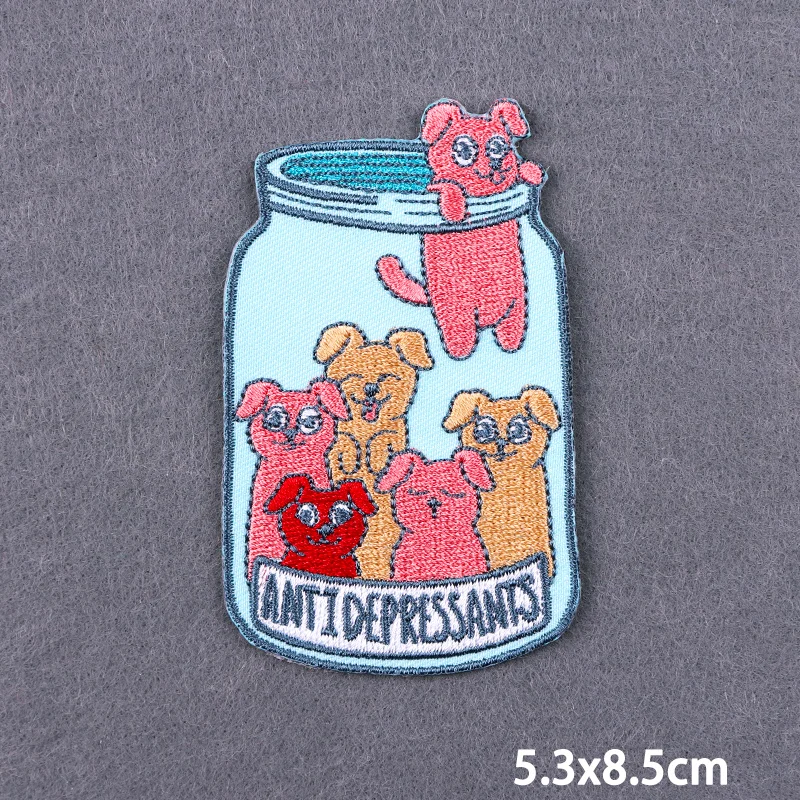 Parche bordado termoadhesivo gato hippie para ropa - imagen 2