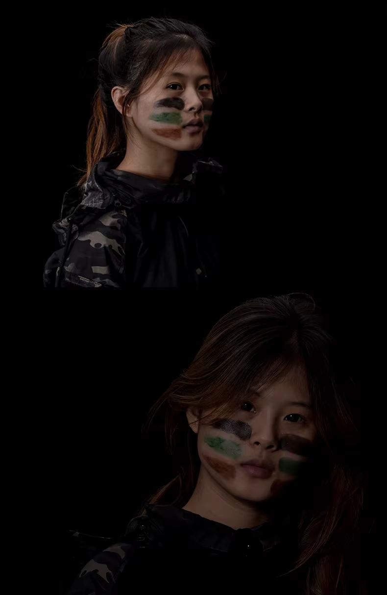Barra de pintura al óleo de camuflaje en tres tonos: negro, verde y marrón