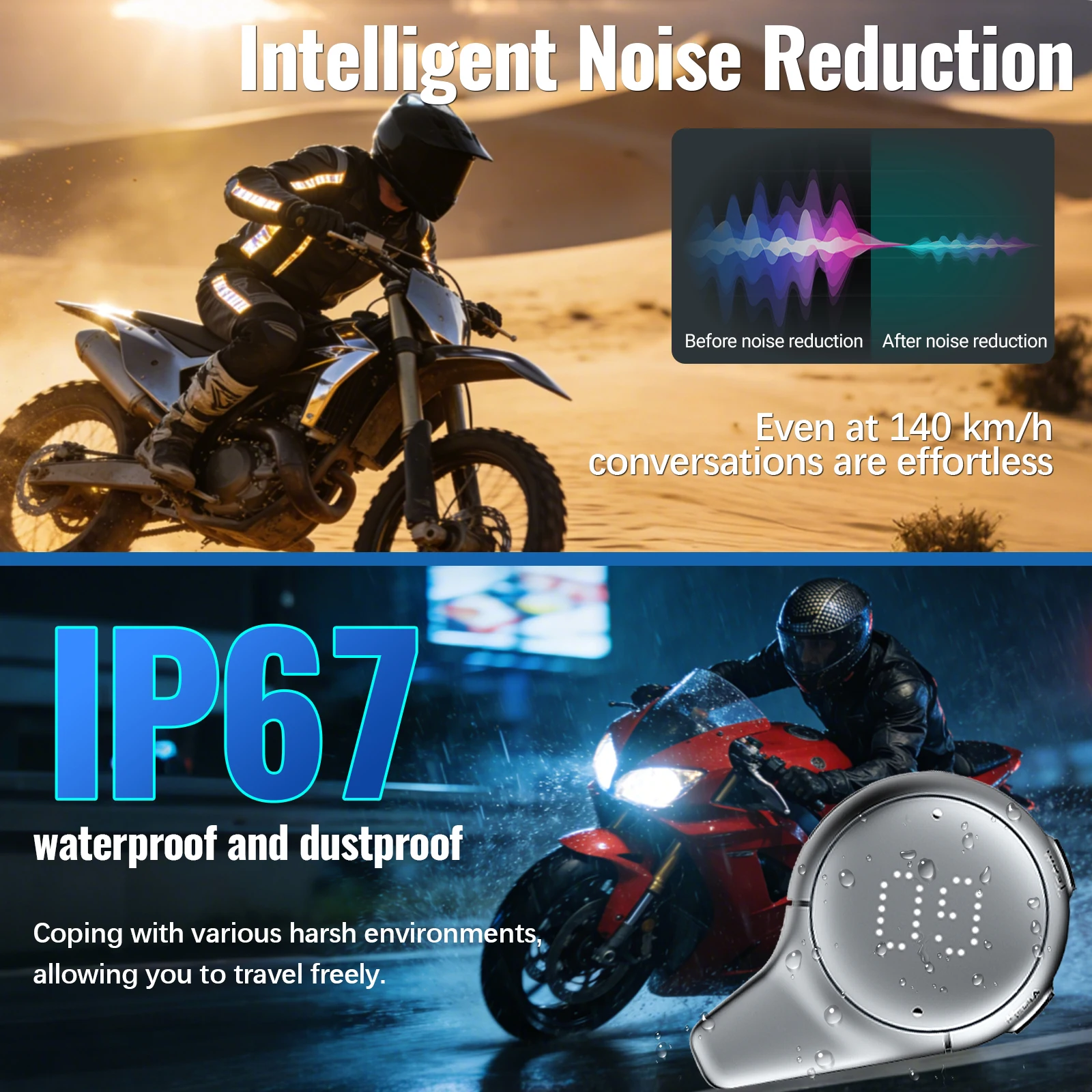BEEBEST Intercomunicador Bluetooth para casco de moto manos libres - imagen 4