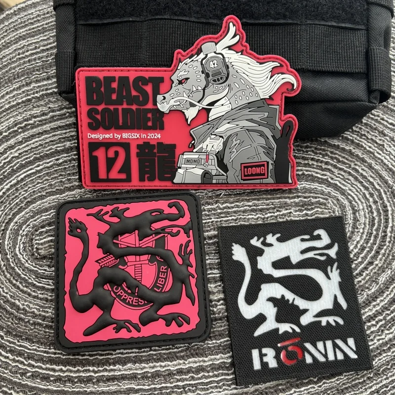 Roninlong Parche táctico dragón zodiacal con velcro para mochila - imagen 3